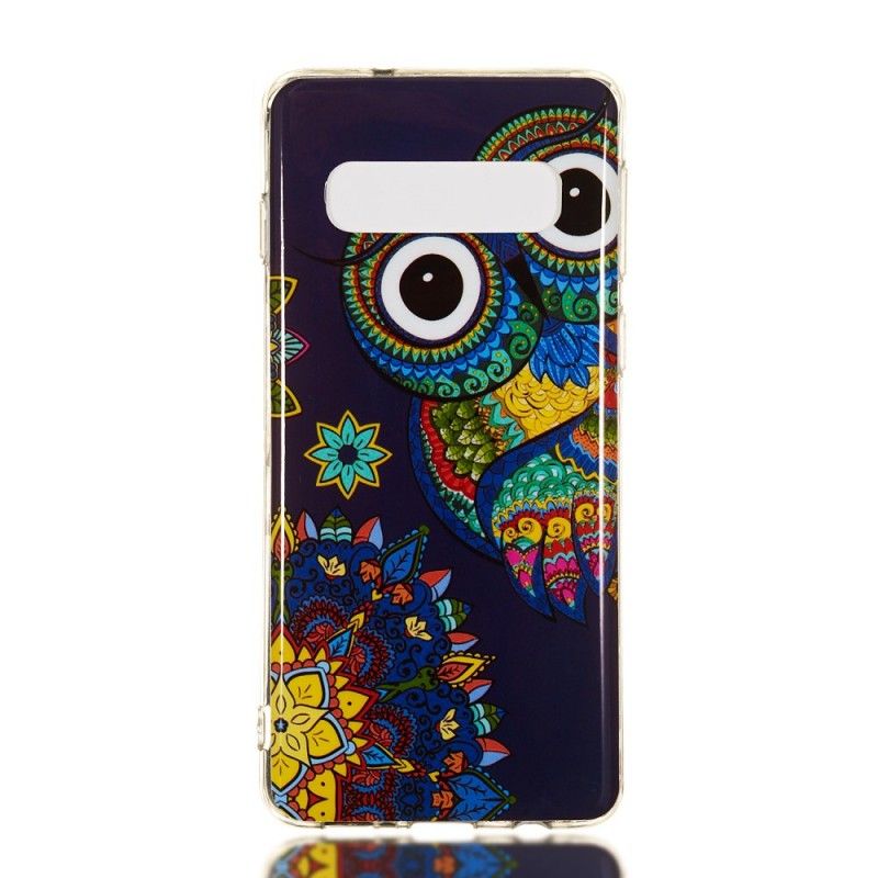 Hülle Samsung Galaxy S10 Fluoreszierende Mandala-Eule