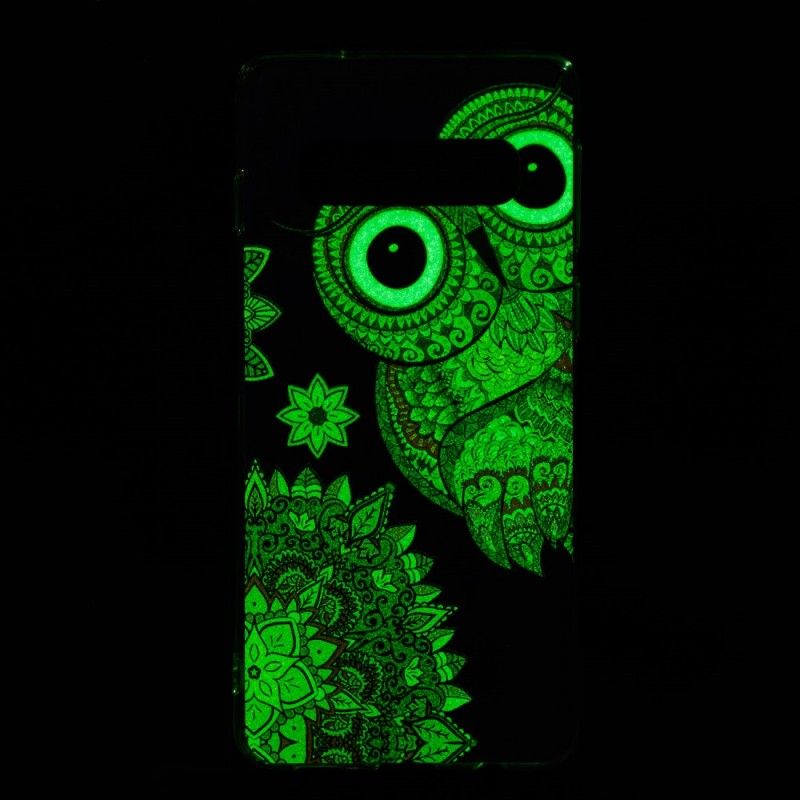Hülle Samsung Galaxy S10 Fluoreszierende Mandala-Eule