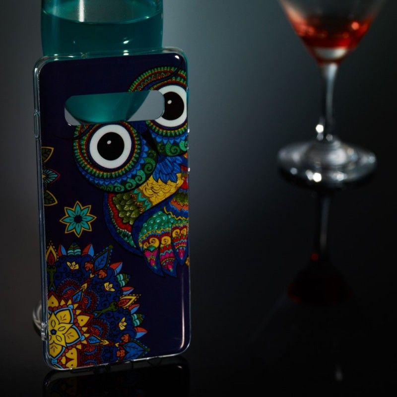 Hülle Samsung Galaxy S10 Fluoreszierende Mandala-Eule