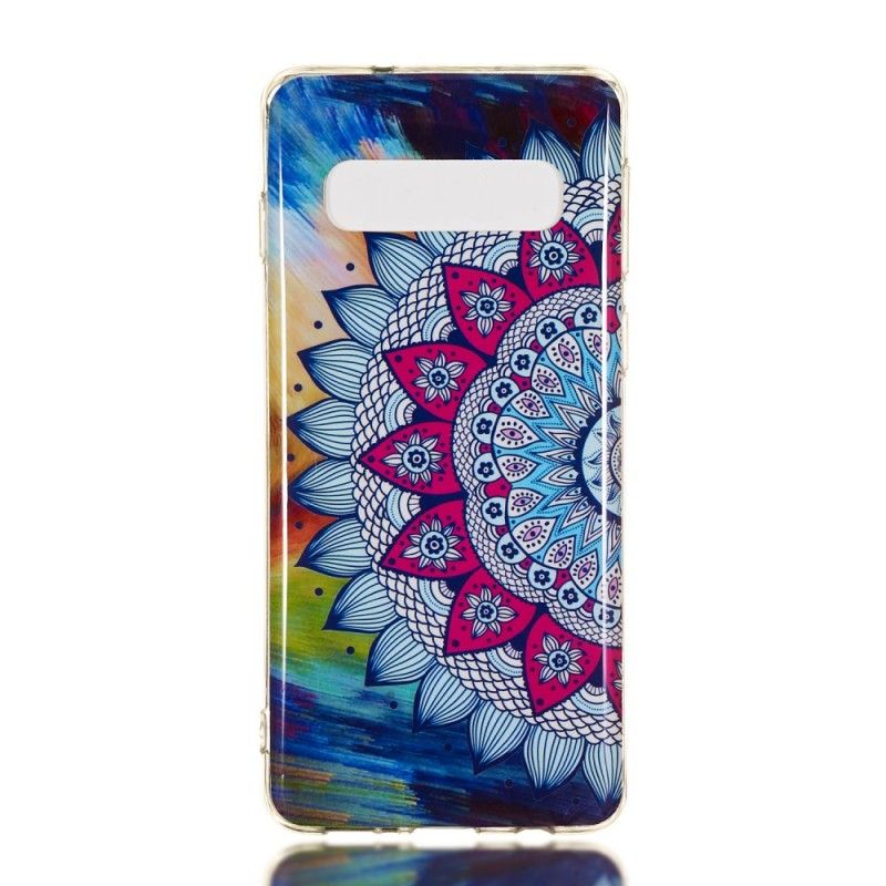 Hülle Samsung Galaxy S10 Fluoreszierendes Farbiges Mandala