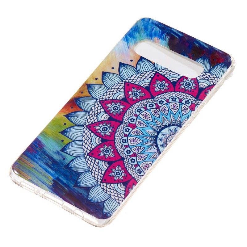 Hülle Samsung Galaxy S10 Fluoreszierendes Farbiges Mandala