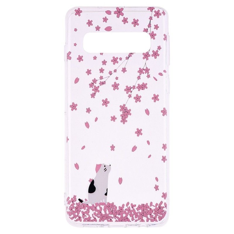 Hülle Samsung Galaxy S10 Handyhülle Blütenblätter Und Katze