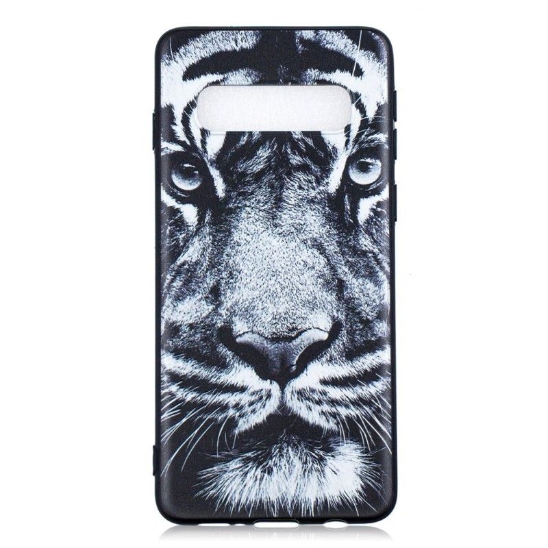 Hülle Samsung Galaxy S10 Handyhülle Schwarzweiss-Tiger