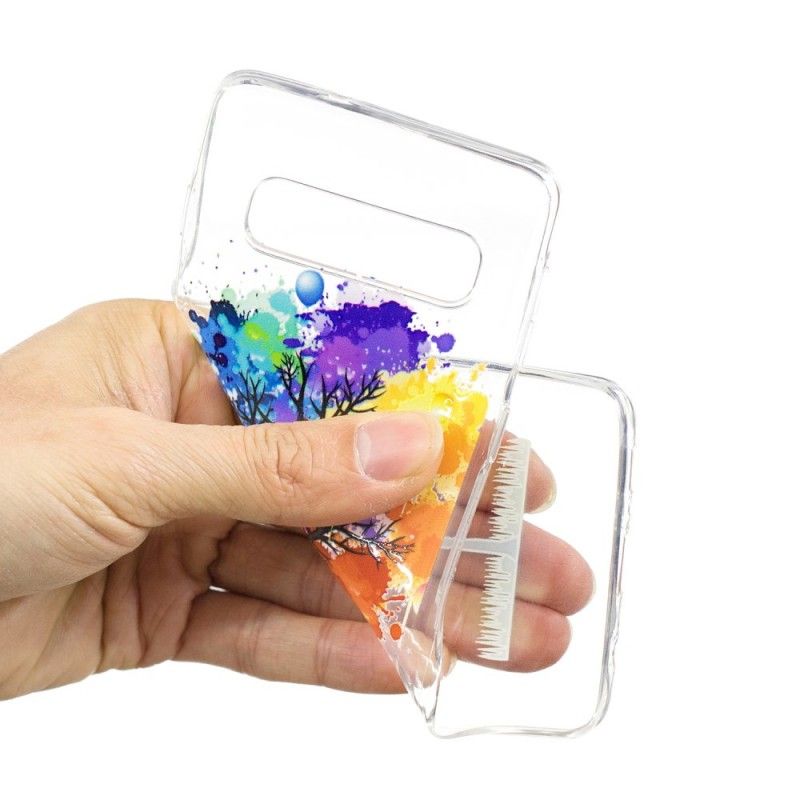 Hülle Samsung Galaxy S10 Handyhülle Transparenter Aquarellbaum