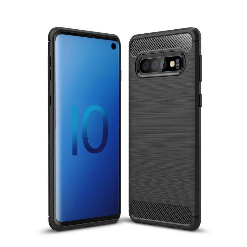 Hülle Samsung Galaxy S10 Schwarz Gebürstete Kohlefaser