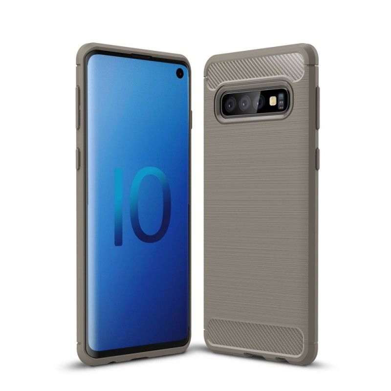 Hülle Samsung Galaxy S10 Schwarz Gebürstete Kohlefaser