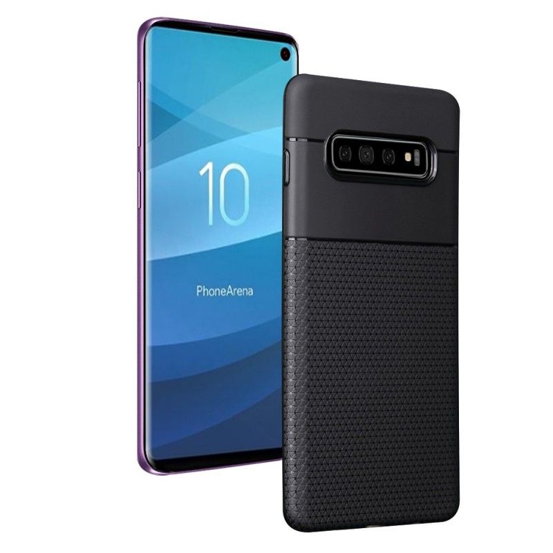 Hülle Samsung Galaxy S10 Ultrafeine Dreiecke Mit Ledereffekt