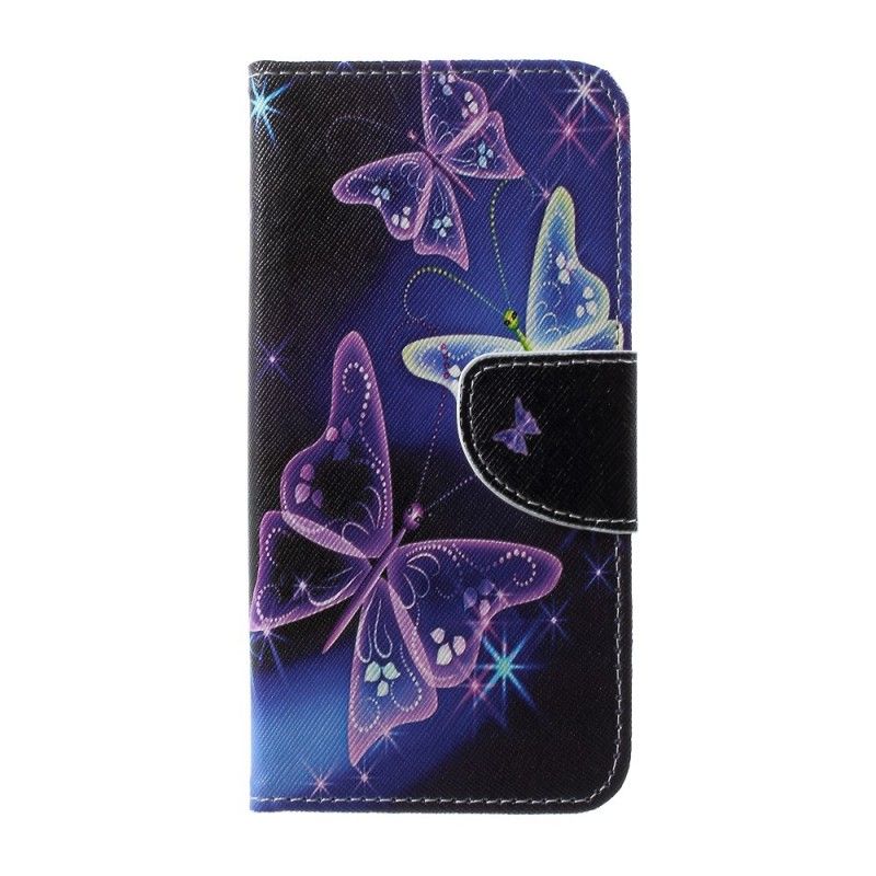 Lederhüllen Samsung Galaxy S10 Hellblau Schmetterlinge Und Blumen