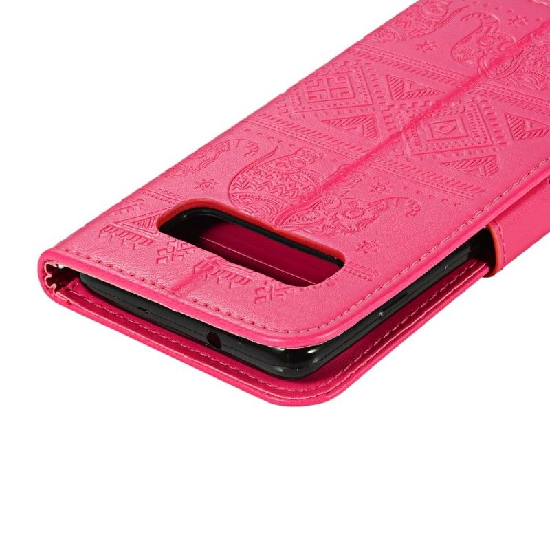 Lederhüllen Samsung Galaxy S10 Magenta Stammeselefanten Aus Kunstleder