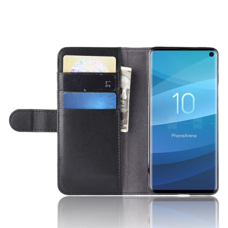 Lederhüllen Samsung Galaxy S10 Schwarz Gespaltenes Leder