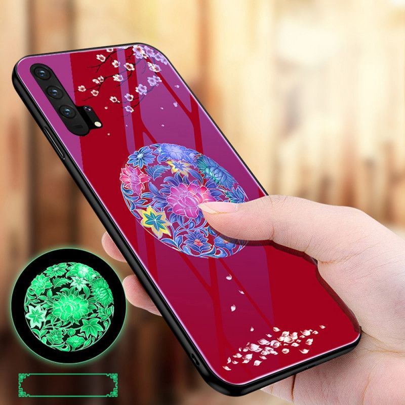 Hülle Honor 20 Pro Rot Gehärtetes Glas Mit Fluoreszierendem Muster