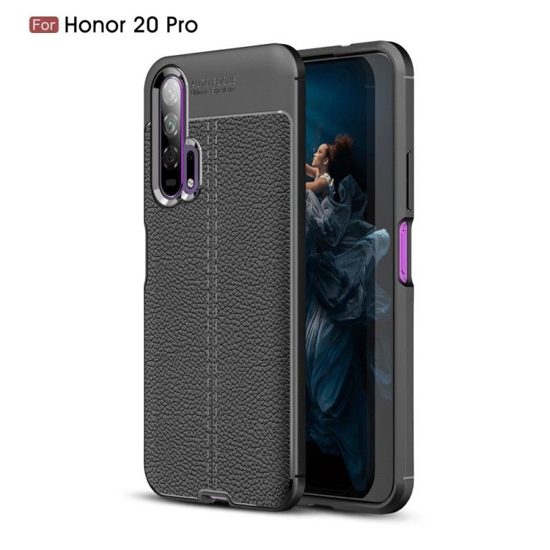 Hülle Honor 20 Pro Schwarz Doppellinien-Litschileder-Effekt