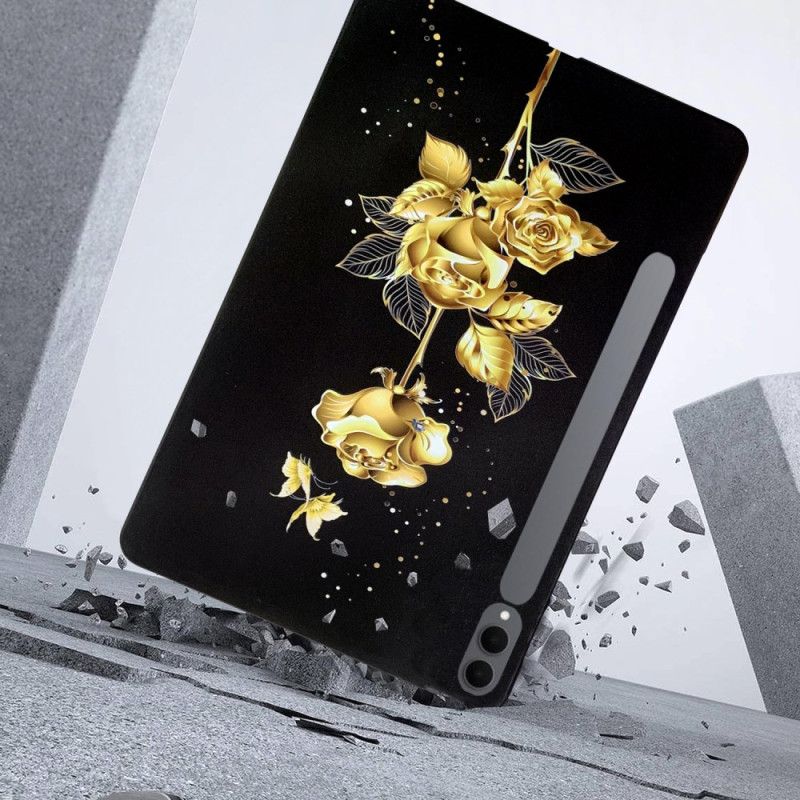 Hülle Für Samsung Galaxy Tab S11 Ultra Schmetterlinge Und Gold Rosen