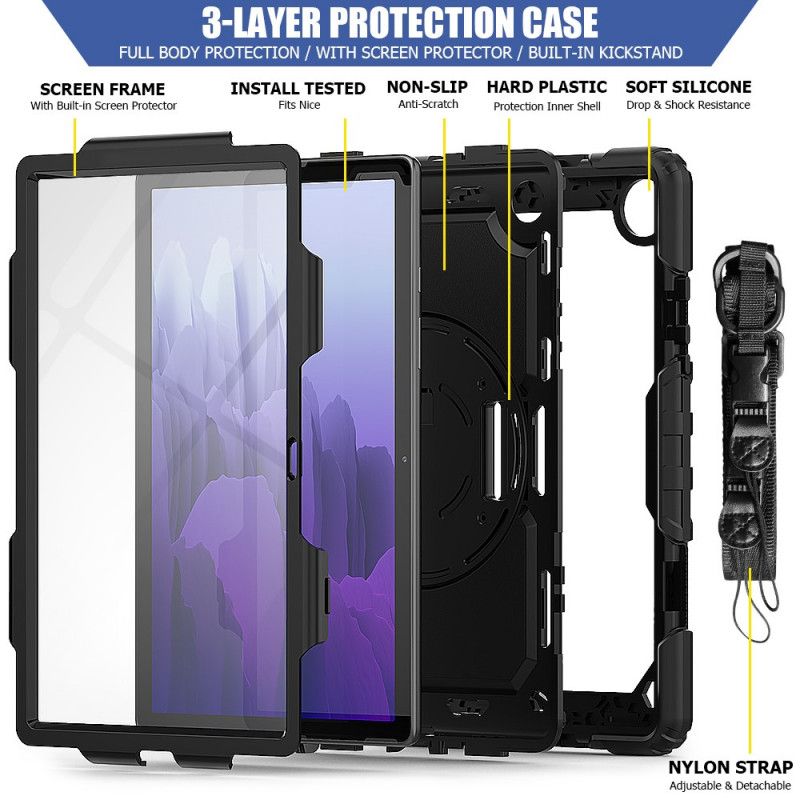 Hülle Für Samsung Galaxy Tab A7 Schwarz Widerstandsfähig Multifunktional