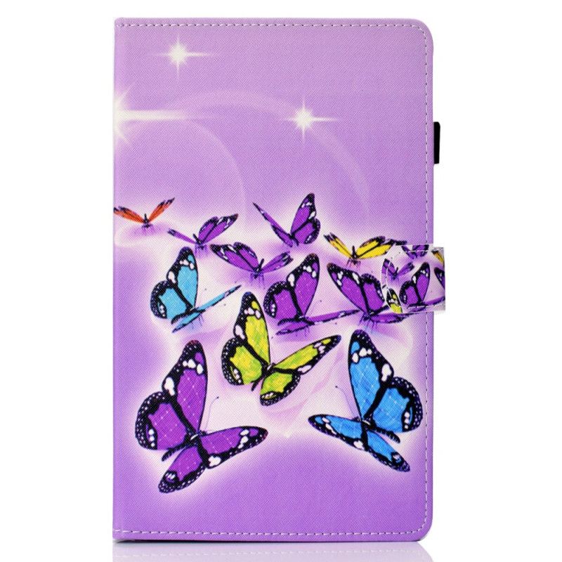 Lederhüllen Für Samsung Galaxy Tab A7 Grün Bemalte Schmetterlinge
