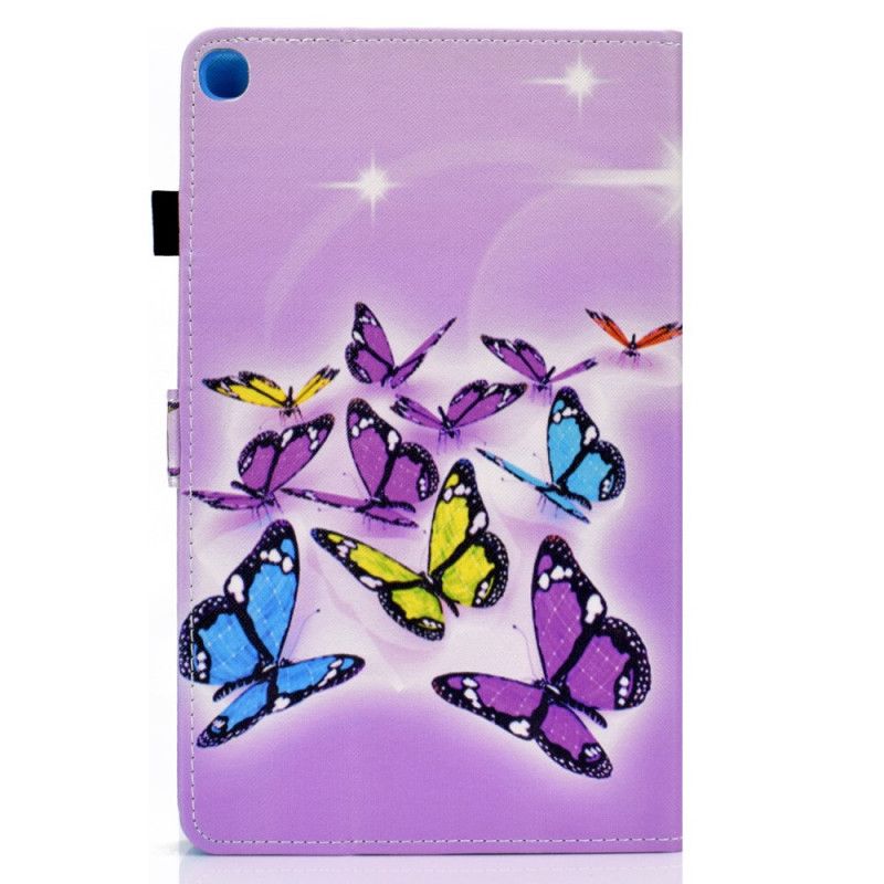 Lederhüllen Für Samsung Galaxy Tab A7 Grün Bemalte Schmetterlinge