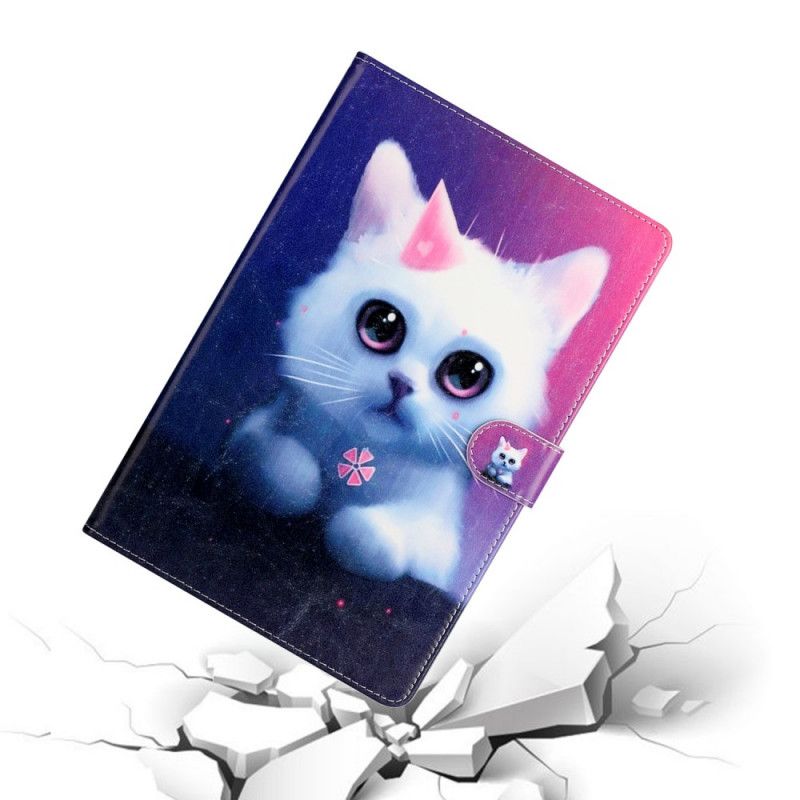 Lederhüllen Für Samsung Galaxy Tab A7 Weißes Kätzchen