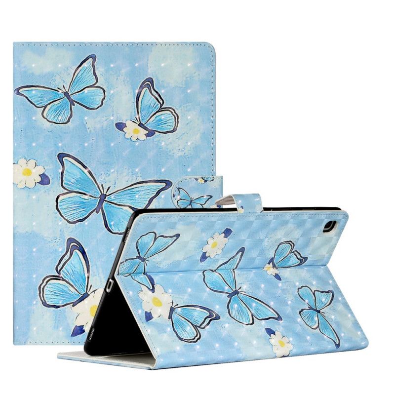 Lederhüllen Samsung Galaxy Tab A7 Blaue Schmetterlinge
