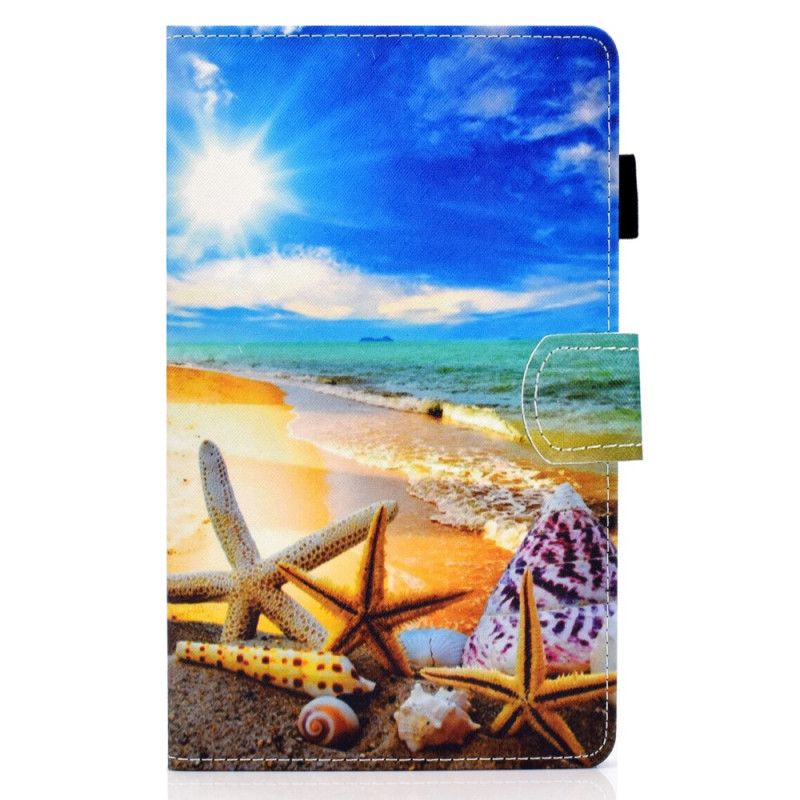 Lederhüllen Samsung Galaxy Tab A7 Dunkelblau Handyhülle Lustiger Strand
