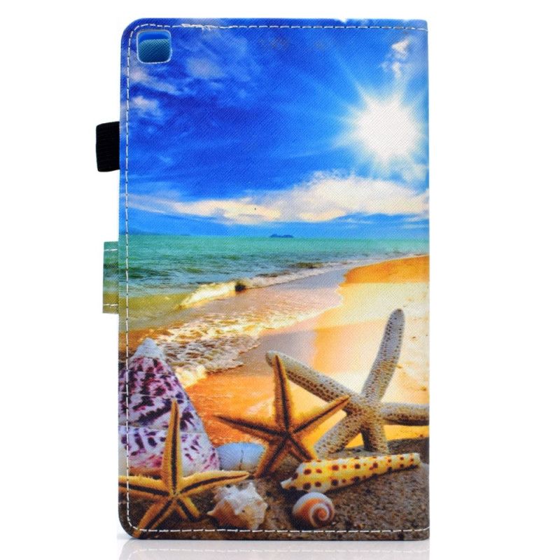 Lederhüllen Samsung Galaxy Tab A7 Dunkelblau Handyhülle Lustiger Strand