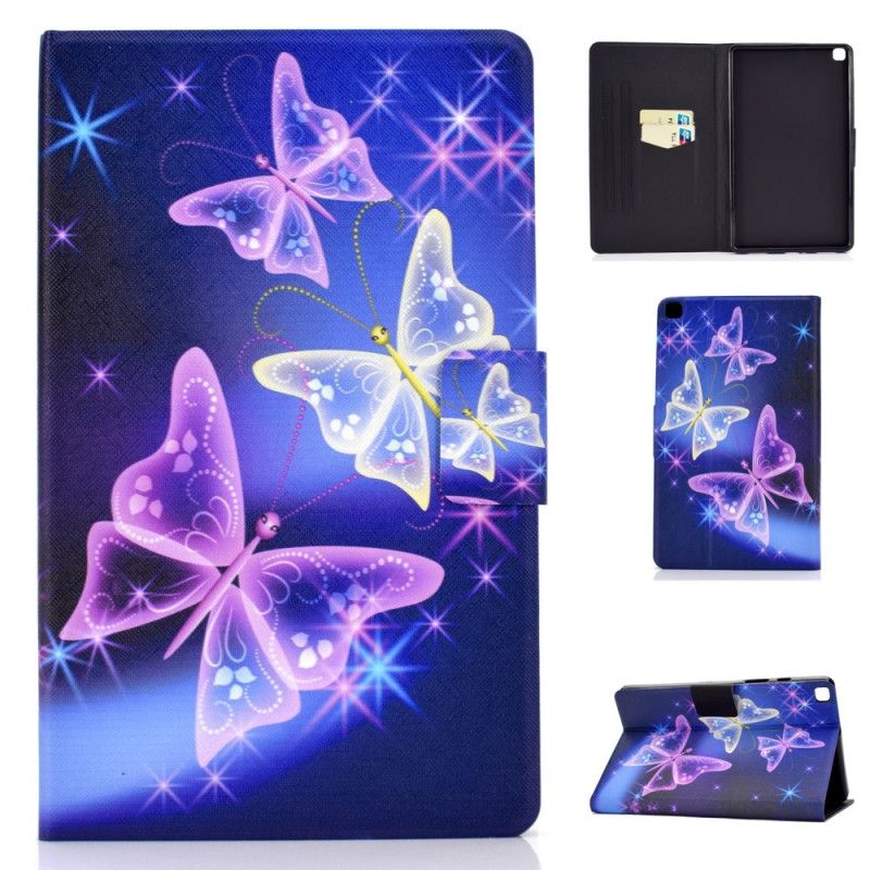 Lederhüllen Samsung Galaxy Tab A7 Dunkelblau Handyhülle Schmetterlinge