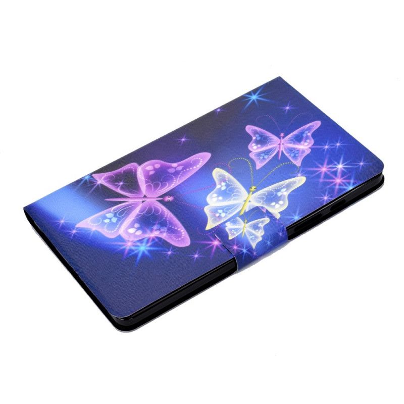 Lederhüllen Samsung Galaxy Tab A7 Dunkelblau Handyhülle Schmetterlinge