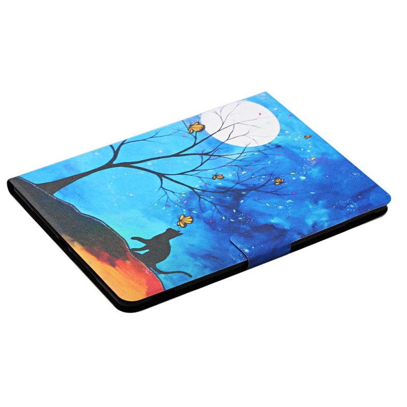 Lederhüllen Samsung Galaxy Tab A7 Gelb Baum Mit Mond Und Sonne