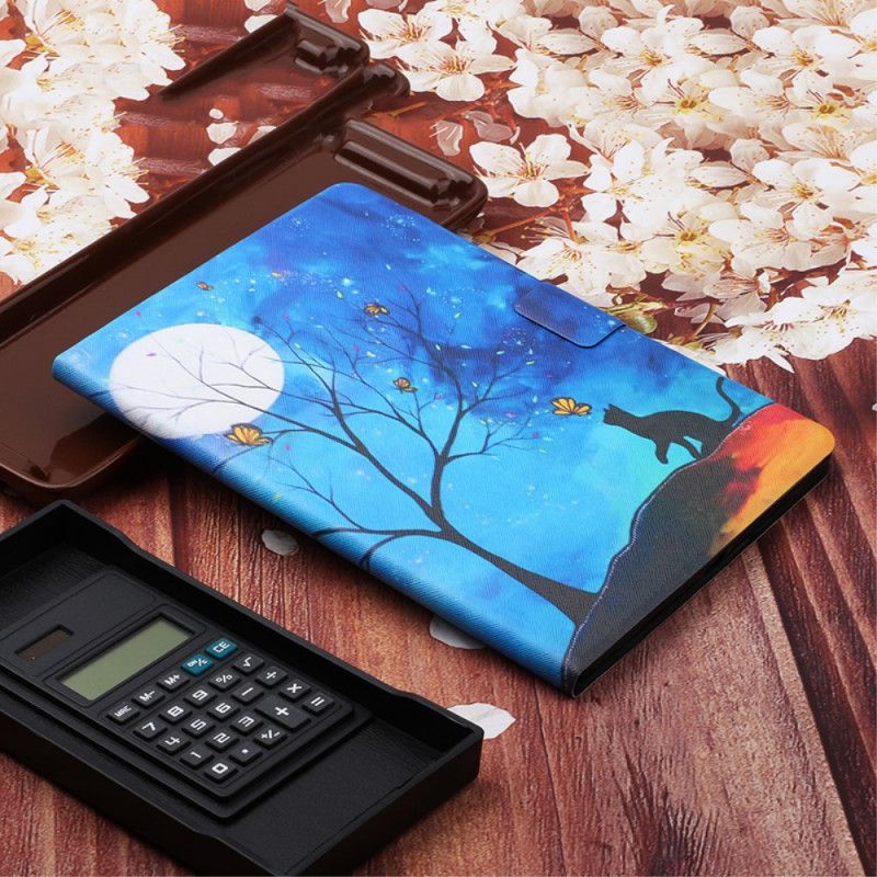 Lederhüllen Samsung Galaxy Tab A7 Gelb Baum Mit Mond Und Sonne