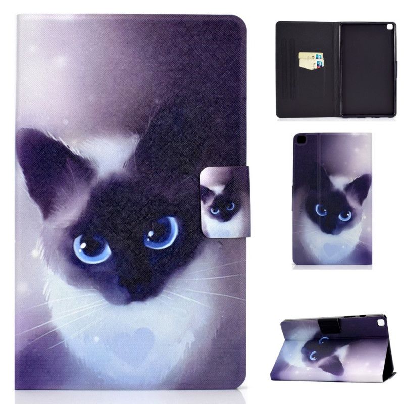 Lederhüllen Samsung Galaxy Tab A7 Grau Katzenblaue Augen