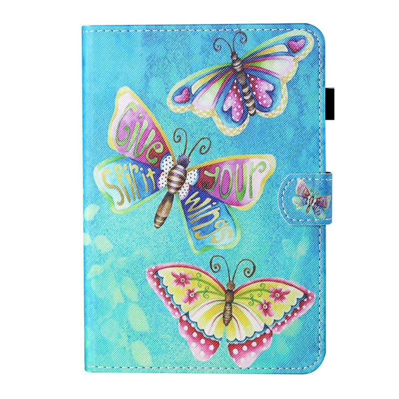 Lederhüllen Samsung Galaxy Tab A7 Mehrfarbige Schmetterlinge