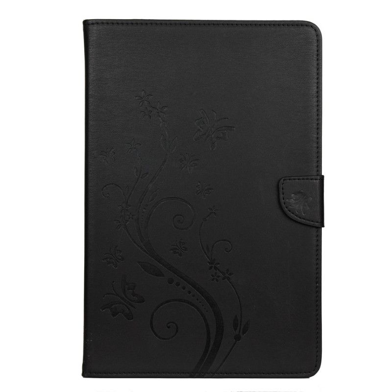 Lederhüllen Samsung Galaxy Tab A7 Schwarz Blumenschmetterlinge