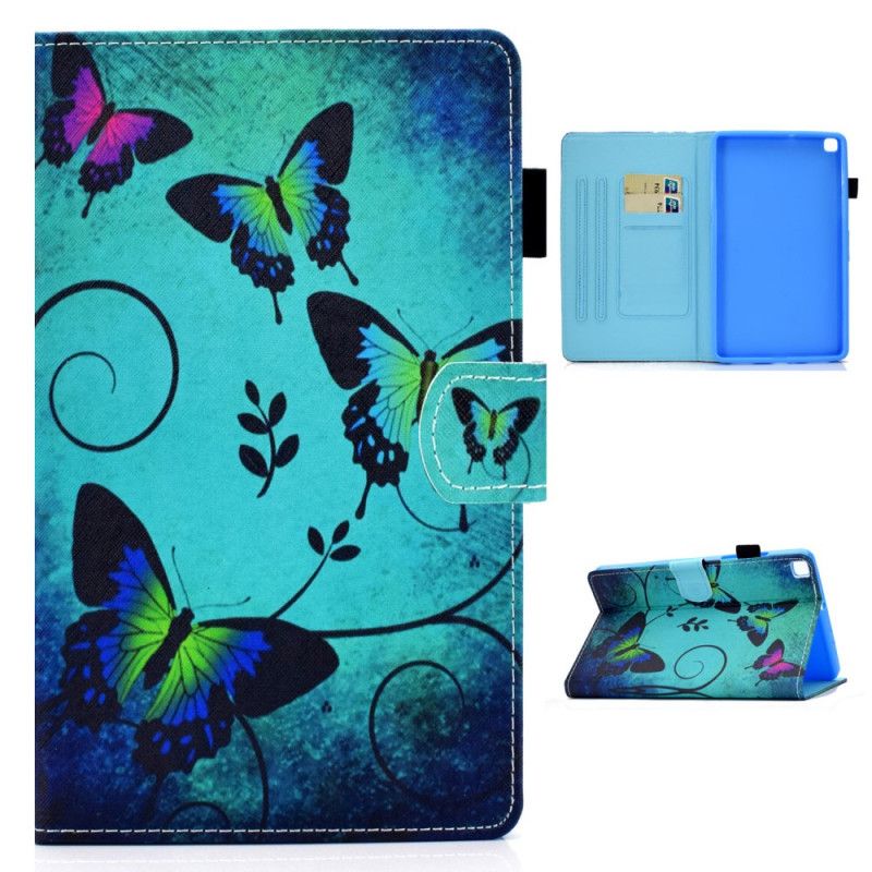 Lederhüllen Samsung Galaxy Tab A7 Schwarz Handyhülle Einzigartige Schmetterlinge