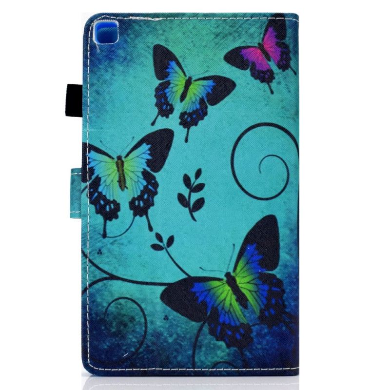 Lederhüllen Samsung Galaxy Tab A7 Schwarz Handyhülle Einzigartige Schmetterlinge