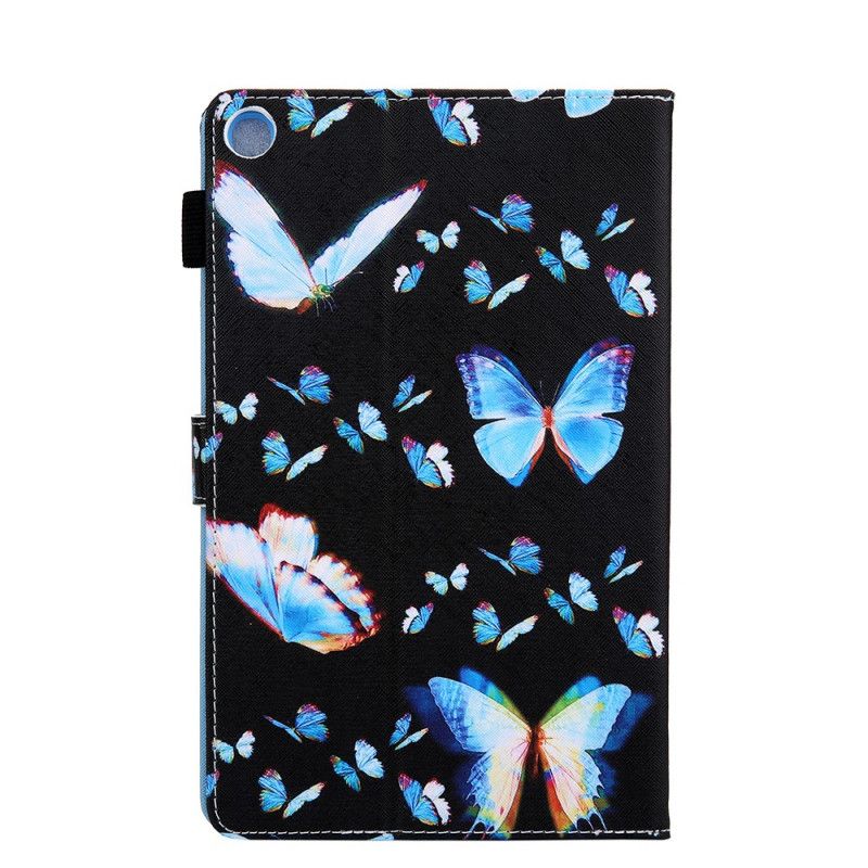 Lederhüllen Samsung Galaxy Tab A7 Schwarz Mehrere Schmetterlinge