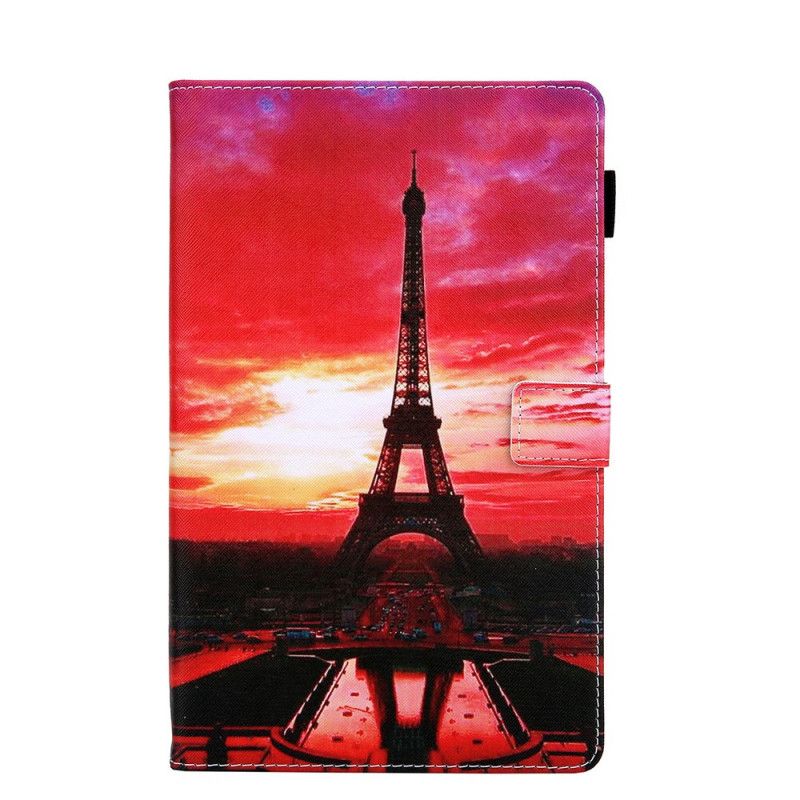Lederhüllen Samsung Galaxy Tab A7 Sonnenuntergang Eiffelturm