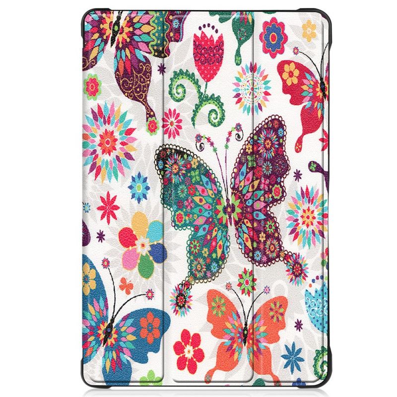Smart Case Samsung Galaxy Tab A7 Verstärkte Schmetterlinge Und Blumen