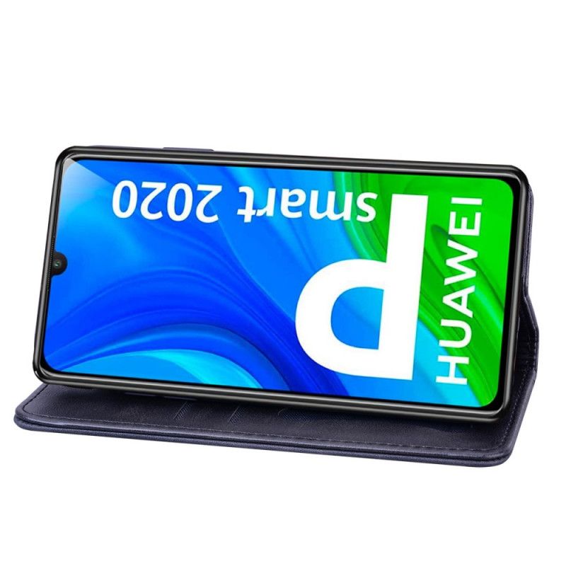 Flip Case Für Huawei P Smart 2020 Schwarz Zweifarbiger Business-Ledereffekt
