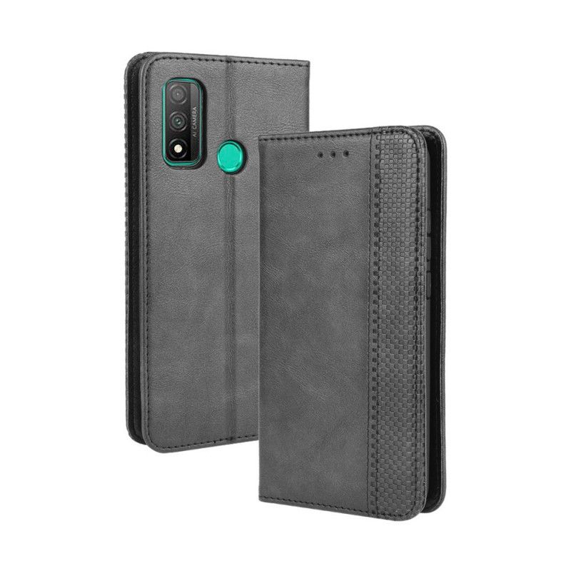 Flip Case Huawei P Smart 2020 Schwarz Stilisierter Vintage-Ledereffekt