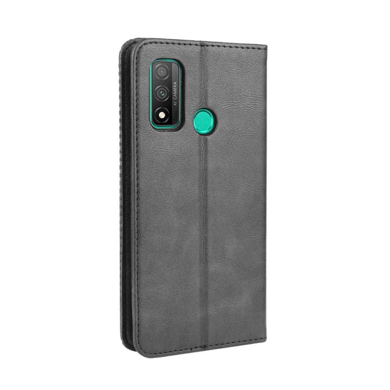 Flip Case Huawei P Smart 2020 Schwarz Stilisierter Vintage-Ledereffekt