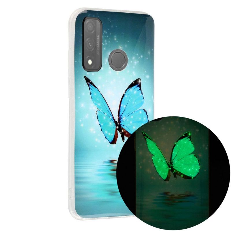 Hülle Für Huawei P Smart 2020 Fluoreszierender Blauer Schmetterling