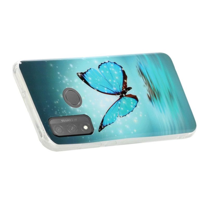 Hülle Für Huawei P Smart 2020 Fluoreszierender Blauer Schmetterling