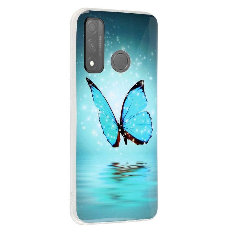 Hülle Für Huawei P Smart 2020 Fluoreszierender Blauer Schmetterling