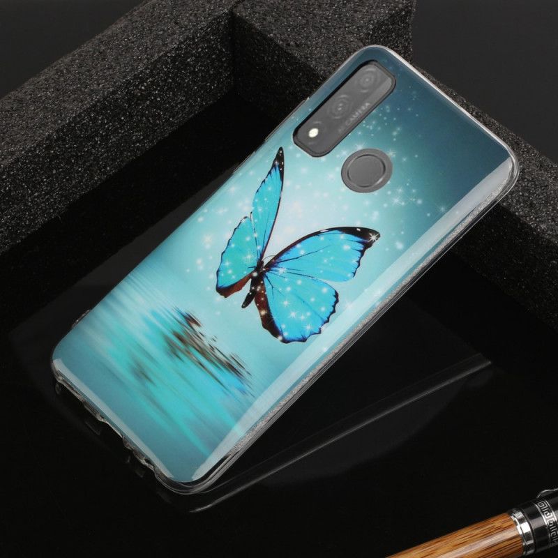 Hülle Für Huawei P Smart 2020 Fluoreszierender Blauer Schmetterling