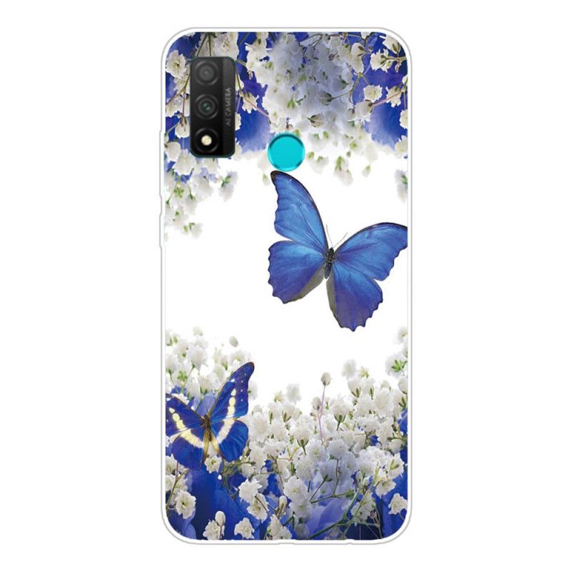 Hülle Huawei P Smart 2020 Handyhülle Blaue Schmetterlinge