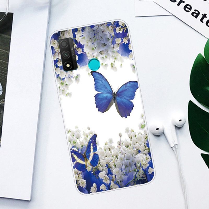 Hülle Huawei P Smart 2020 Handyhülle Blaue Schmetterlinge