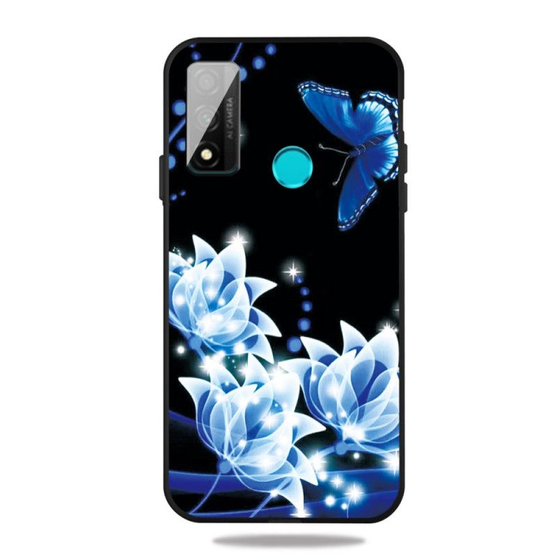 Hülle Huawei P Smart 2020 Schmetterling Und Blaue Blüten