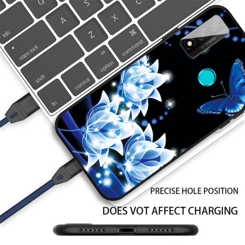 Hülle Huawei P Smart 2020 Schmetterling Und Blaue Blüten