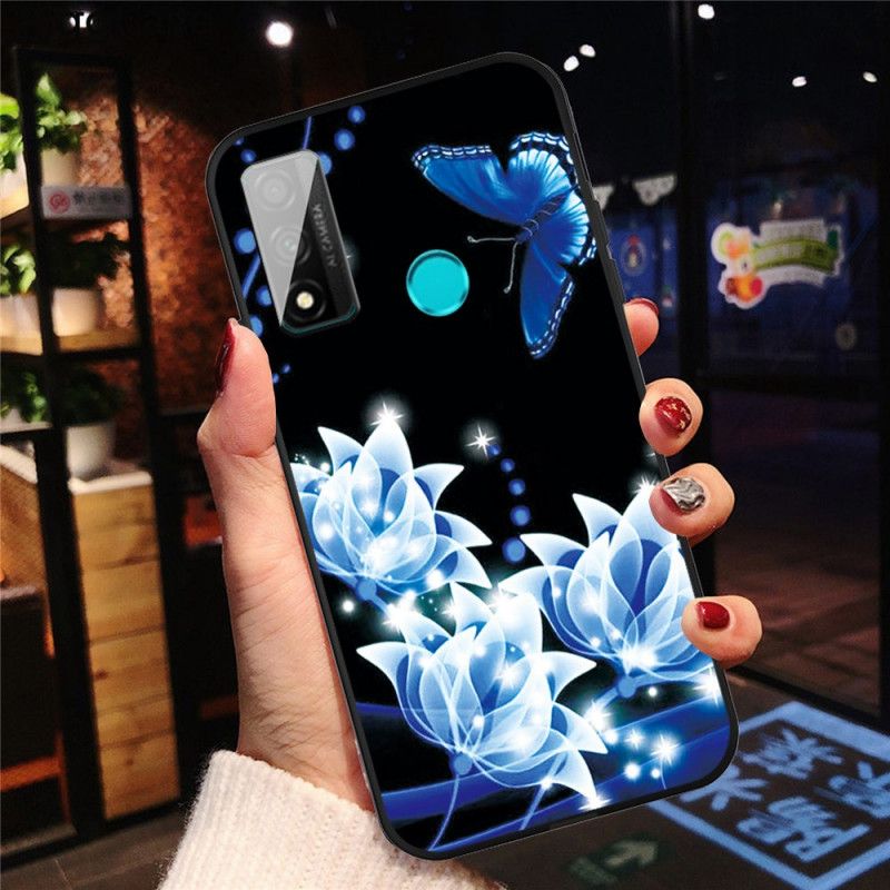 Hülle Huawei P Smart 2020 Schmetterling Und Blaue Blüten