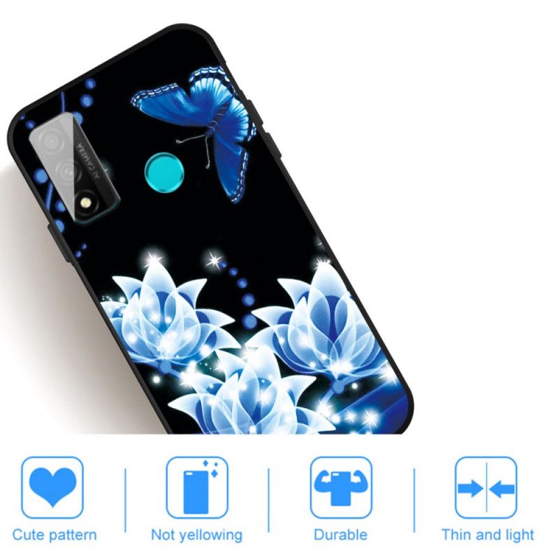 Hülle Huawei P Smart 2020 Schmetterling Und Blaue Blüten