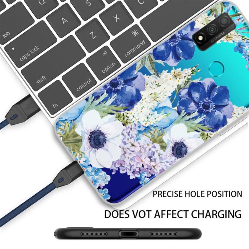 Hülle Huawei P Smart 2020 Transparente Aquarellblaue Blüten